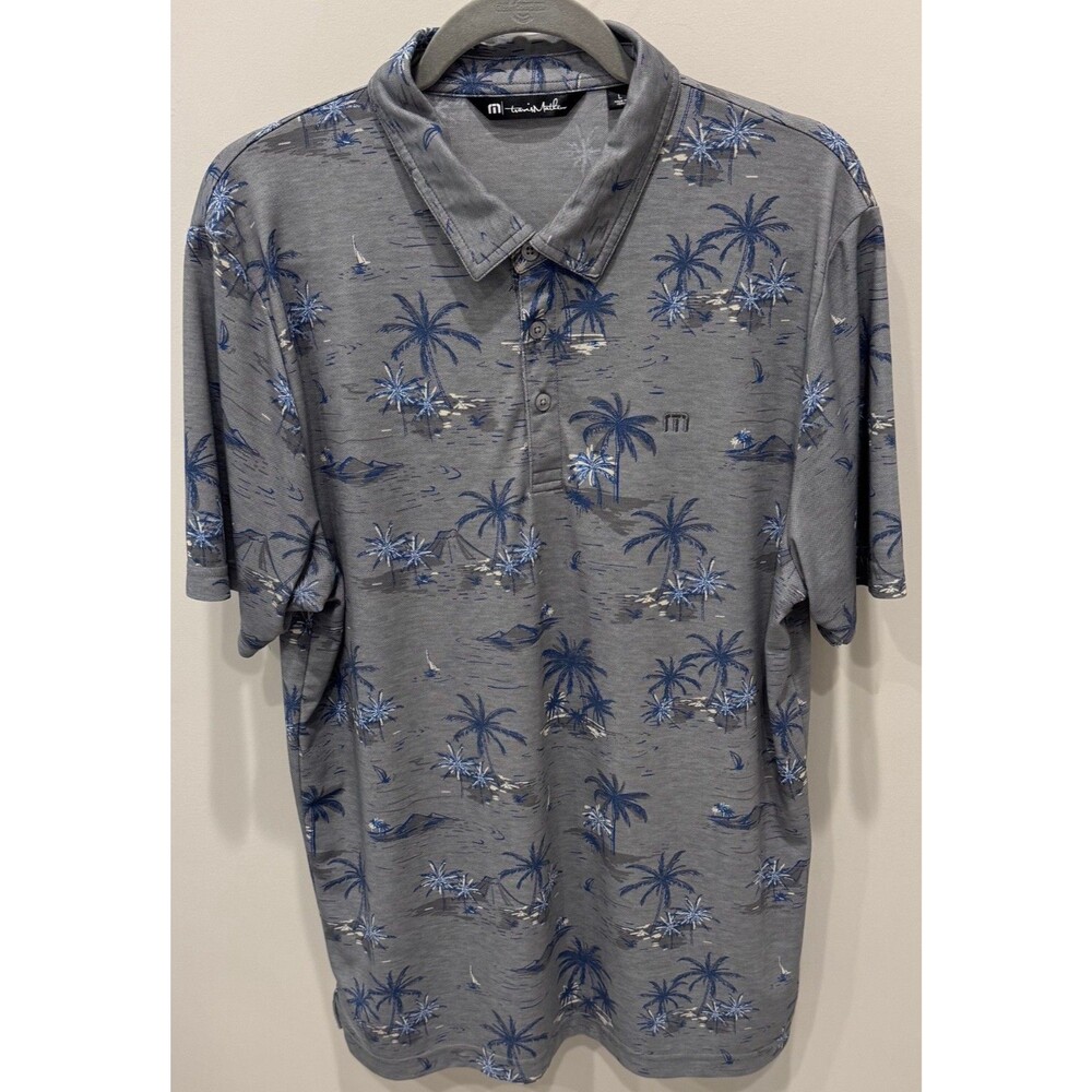 Travis Mathew - Tropical Print Golf Shirt - Men's Size Large - Gray